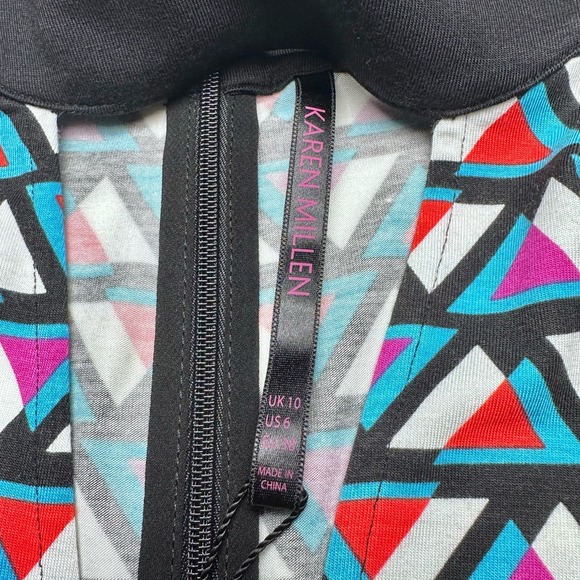 Karen Millen | Women | Geometric Stretch Long Sleeve Choker Blouse | Size 6 US - Picture 8 of 16